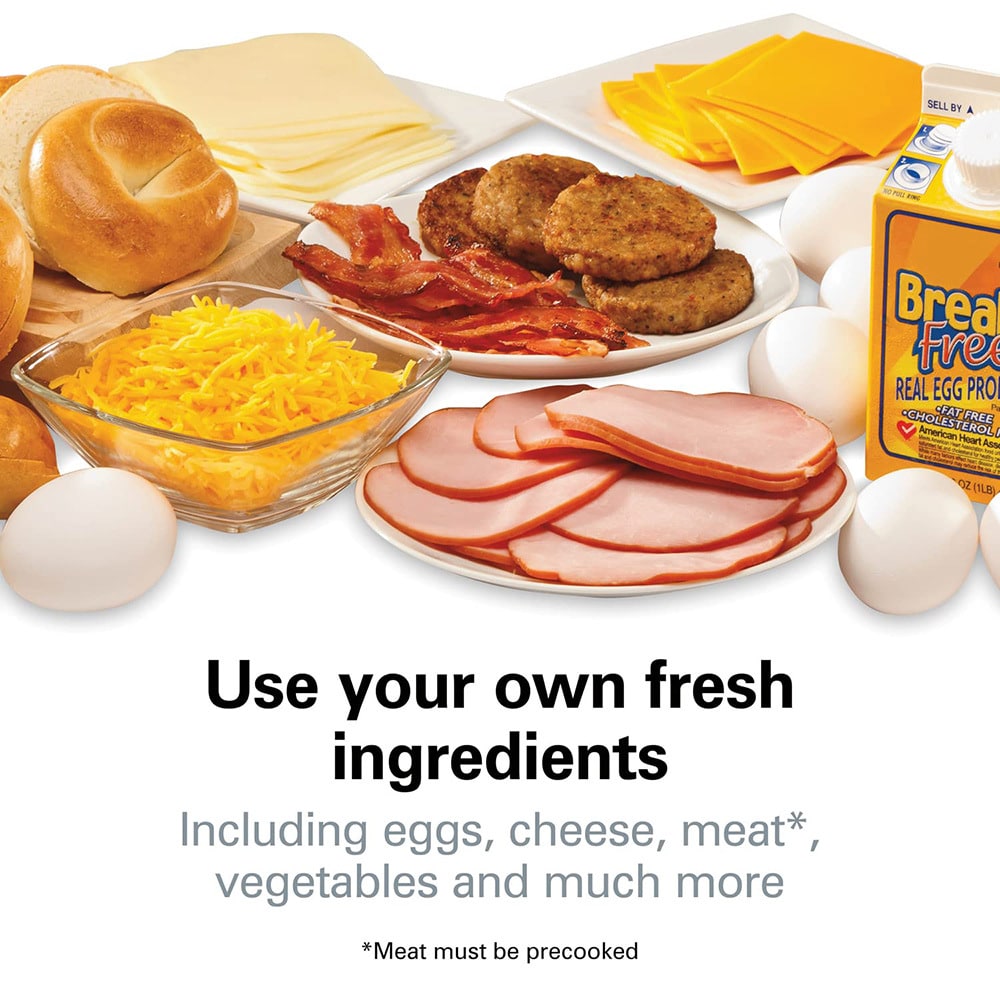 Breakfast Sandwich Maker and Panini Press Machine with Nonstick Plates and Hinged Design