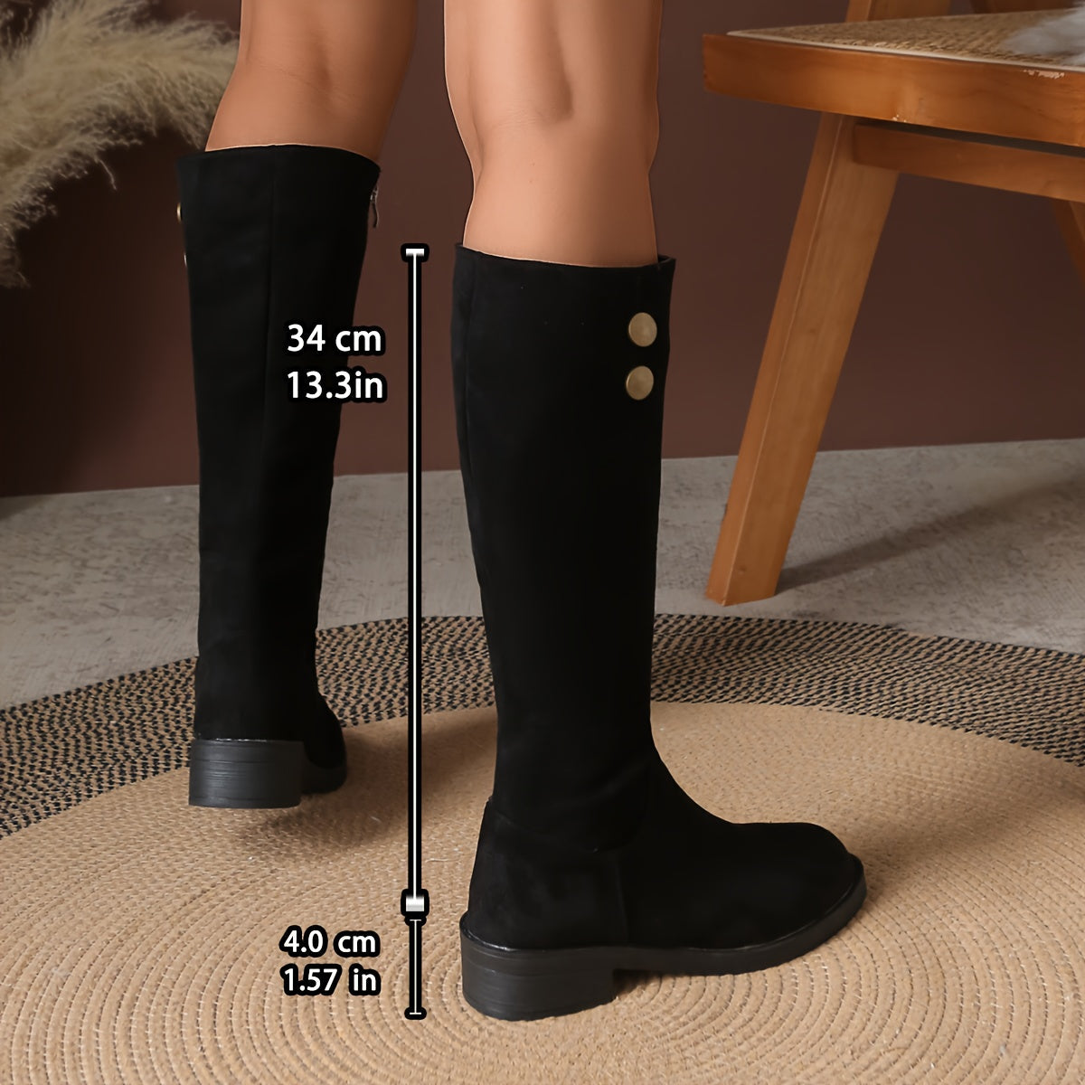Briseis | Gold Button Knee-High Boots