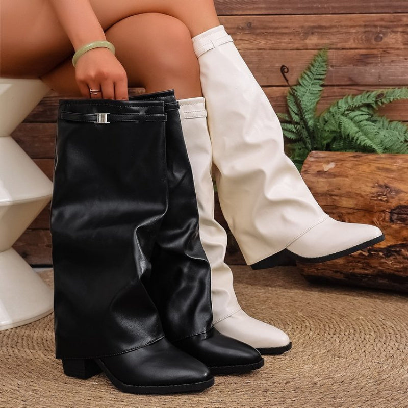 Fiorella | Pointed Toe Slouch Knee-High Boots