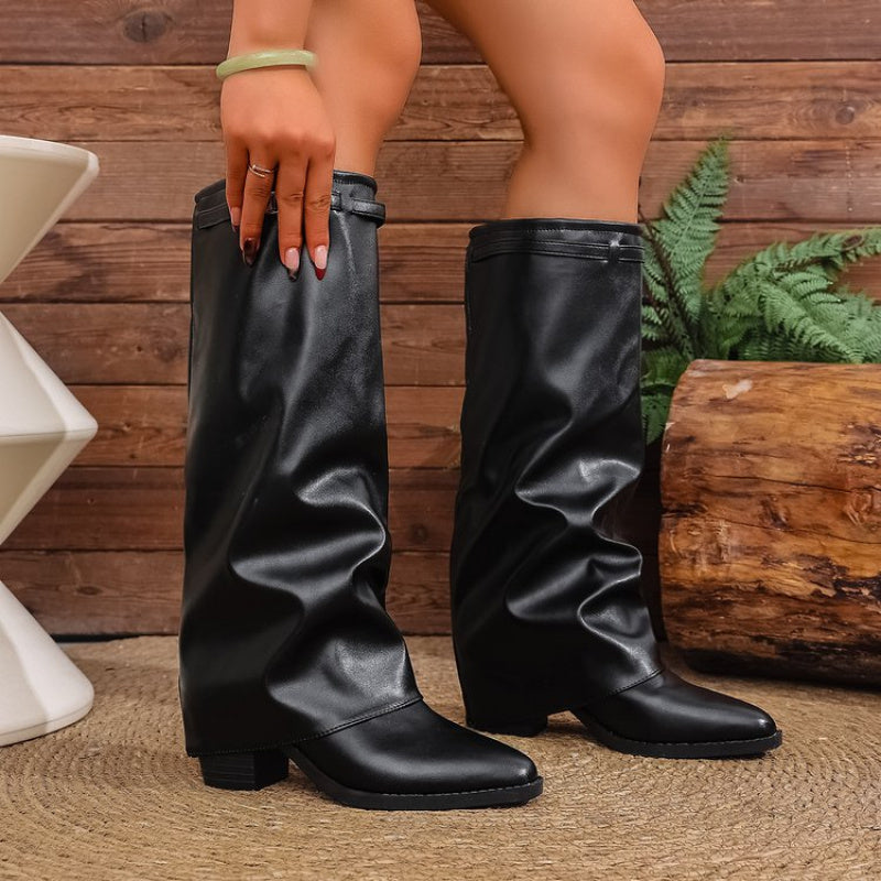 Fiorella | Pointed Toe Slouch Knee-High Boots