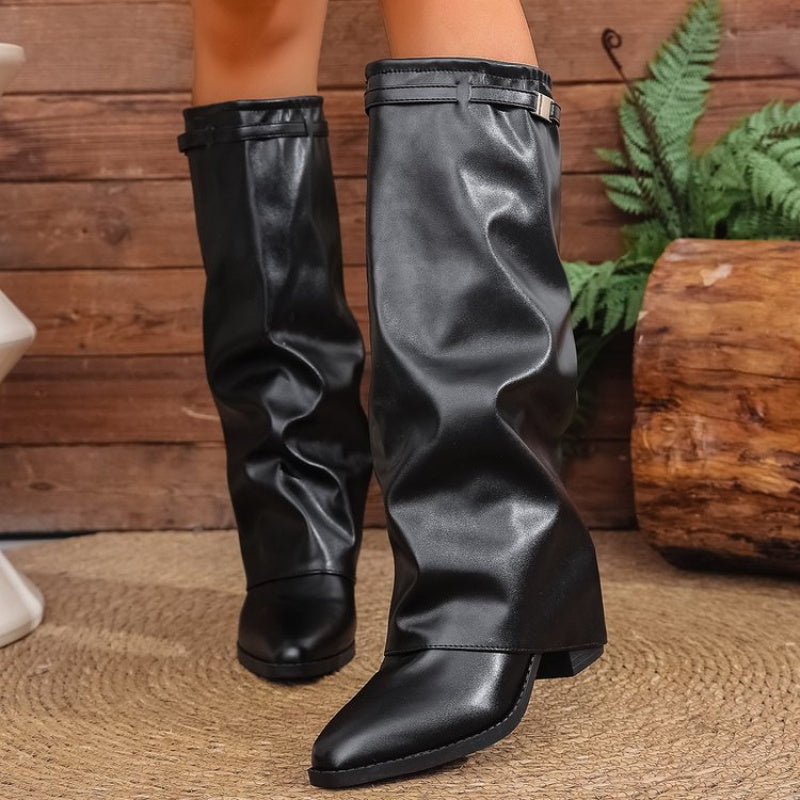 Fiorella | Pointed Toe Slouch Knee-High Boots