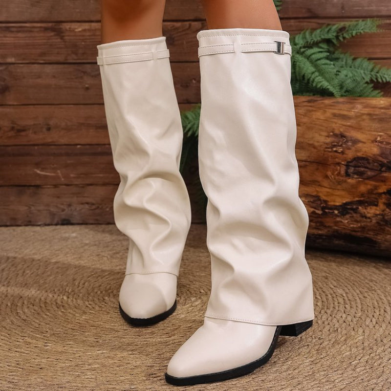 Fiorella | Pointed Toe Slouch Knee-High Boots