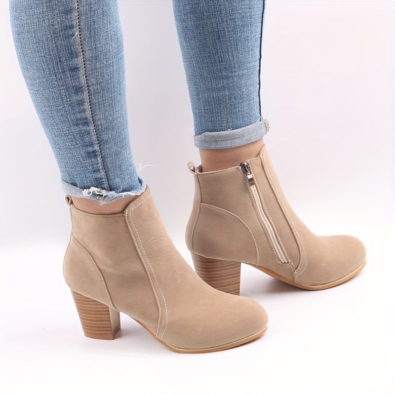 Esme | Block Heel & Side Zip Ankle Boots