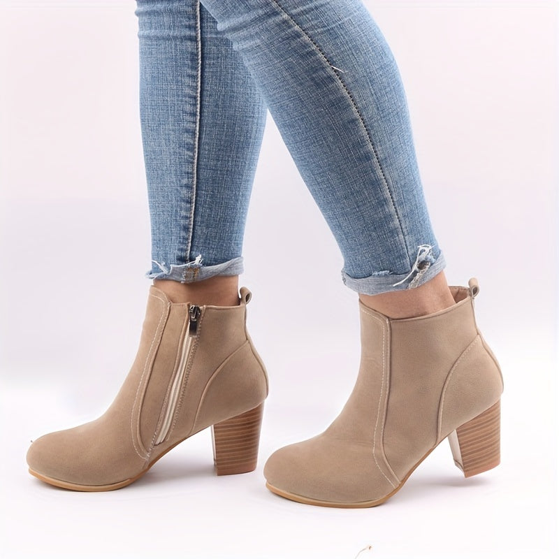 Esme | Block Heel & Side Zip Ankle Boots