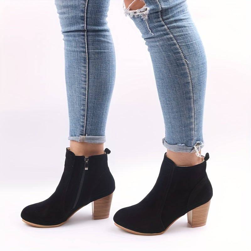 Esme | Block Heel & Side Zip Ankle Boots
