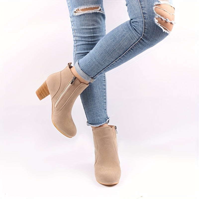 Esme | Block Heel & Side Zip Ankle Boots