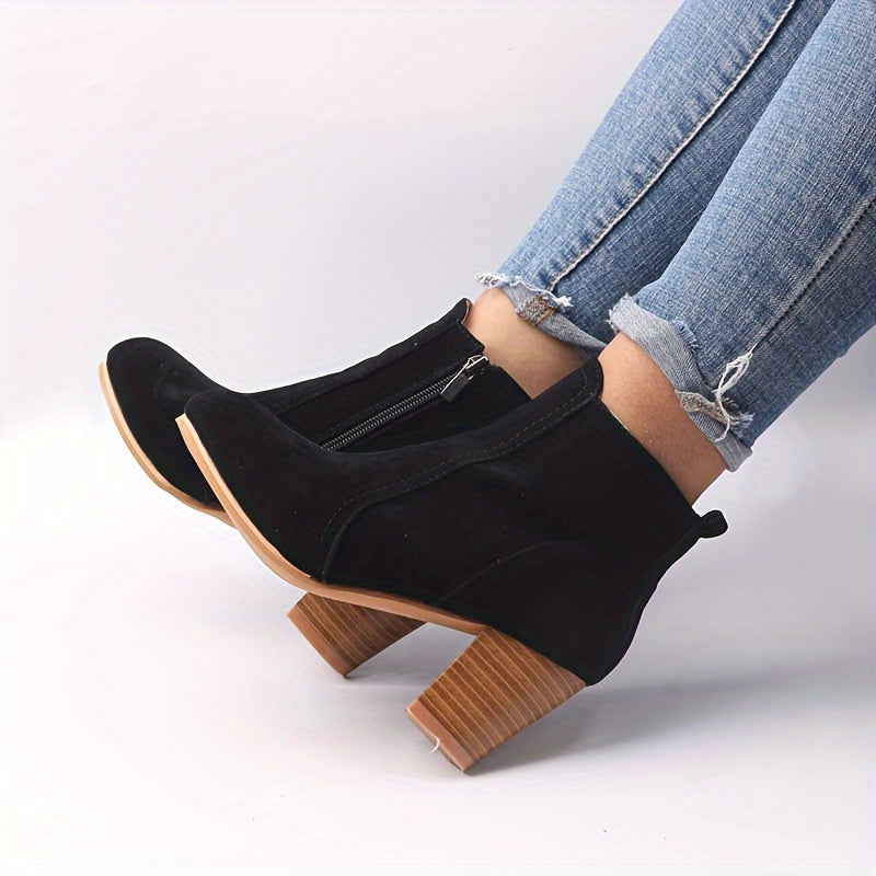 Esme | Block Heel & Side Zip Ankle Boots