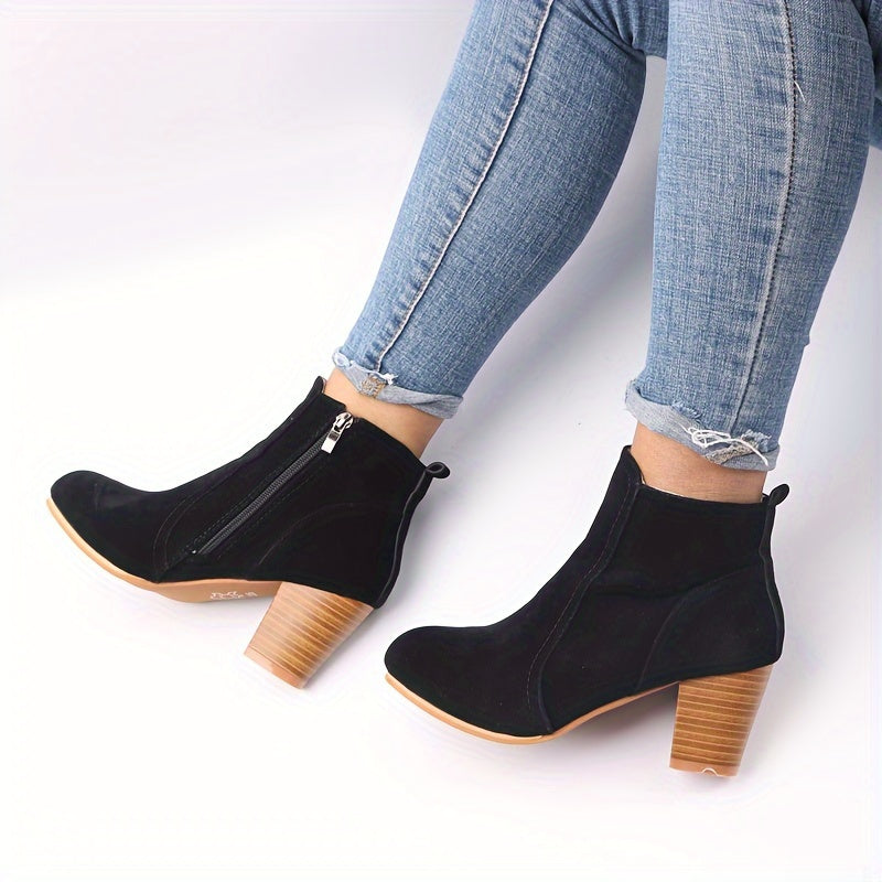 Esme | Block Heel & Side Zip Ankle Boots