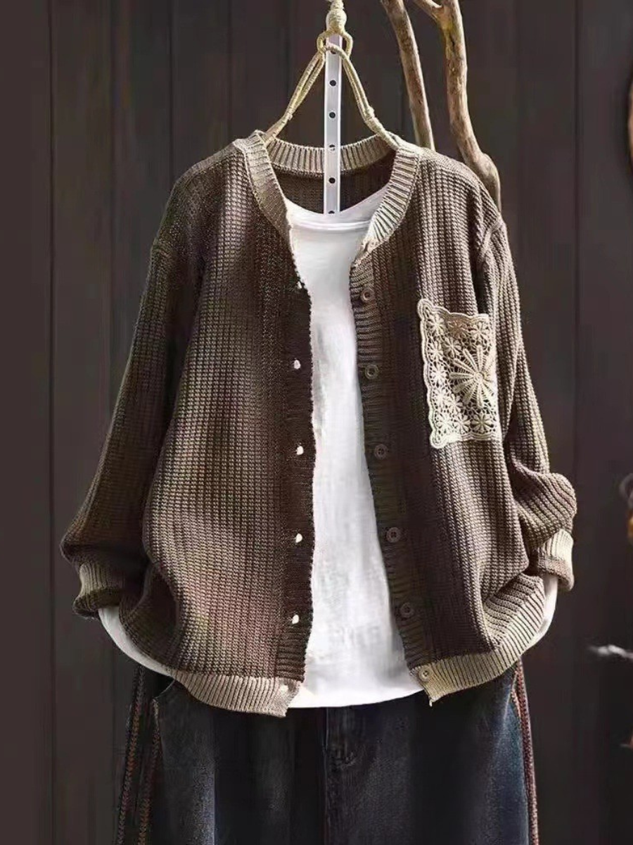 Mimi | Button-Front Knit Brown Cardigan