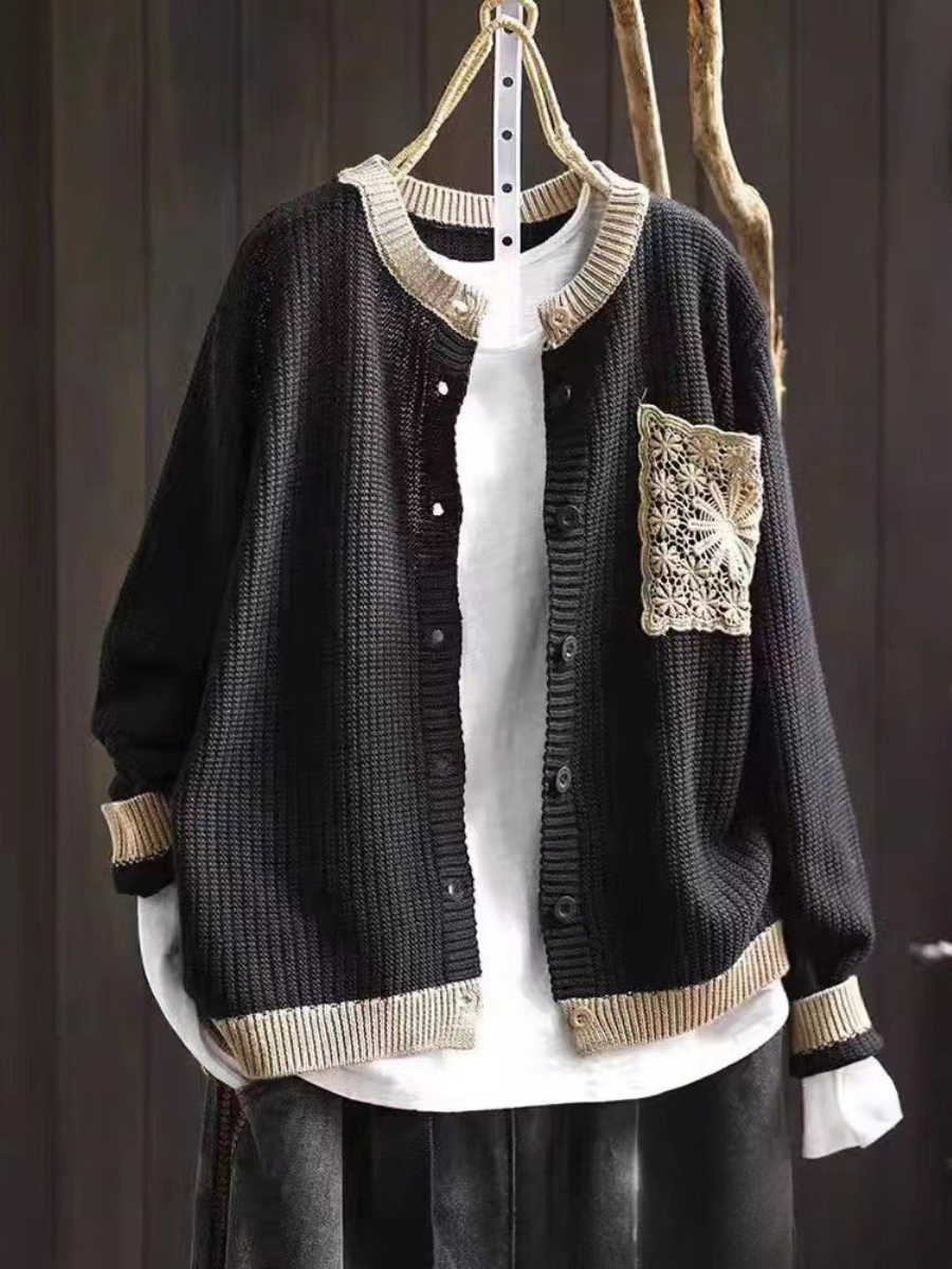 Mimi | Button-Front Knit Brown Cardigan