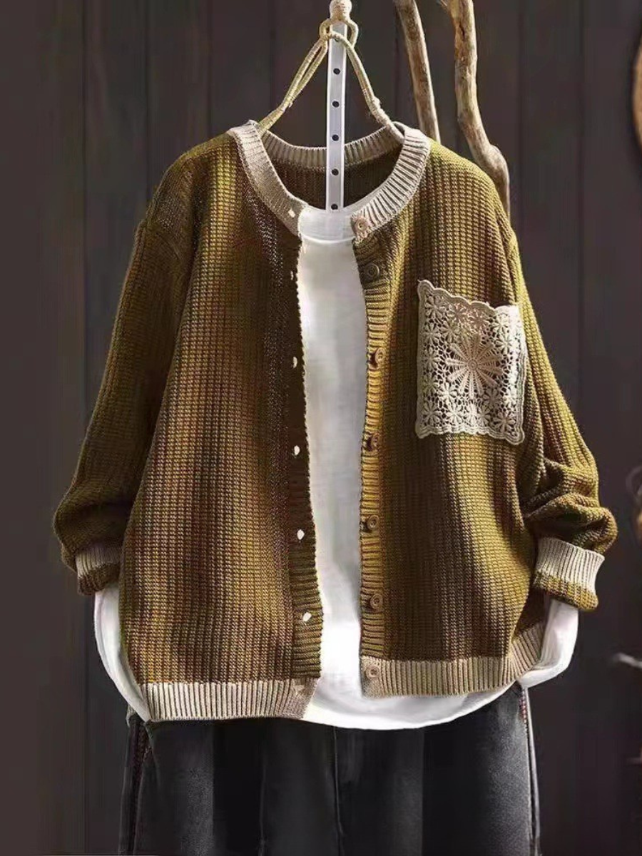 Mimi | Button-Front Knit Brown Cardigan