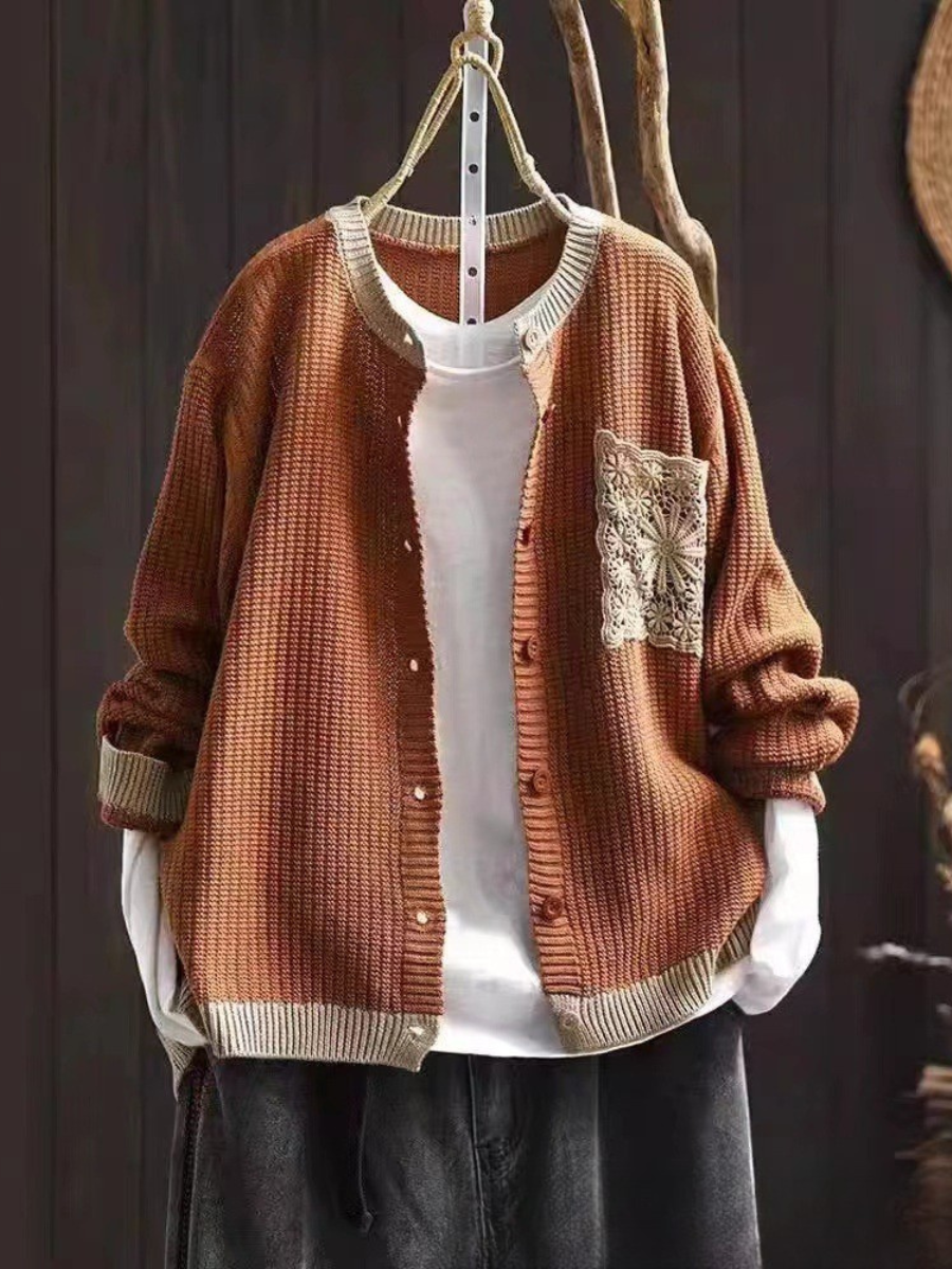 Mimi | Button-Front Knit Brown Cardigan