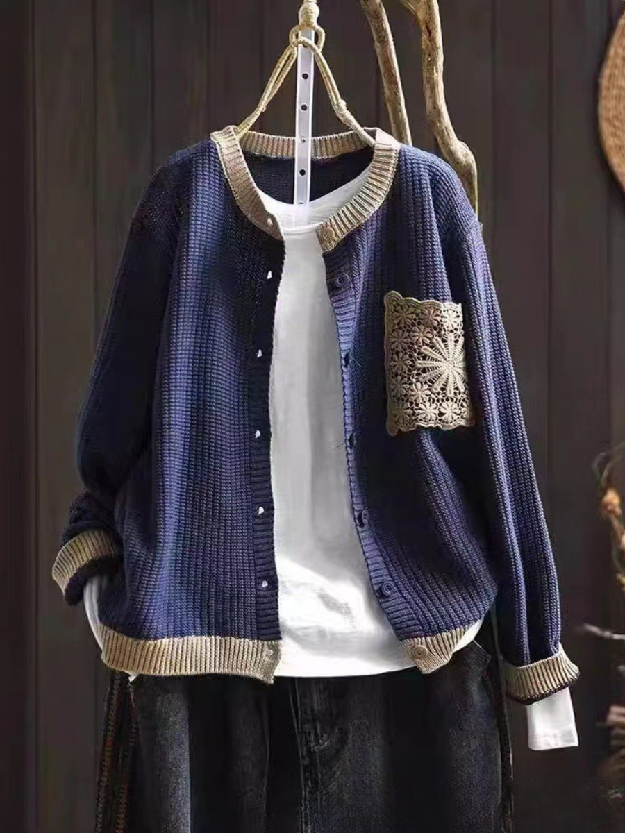 Mimi | Button-Front Knit Brown Cardigan