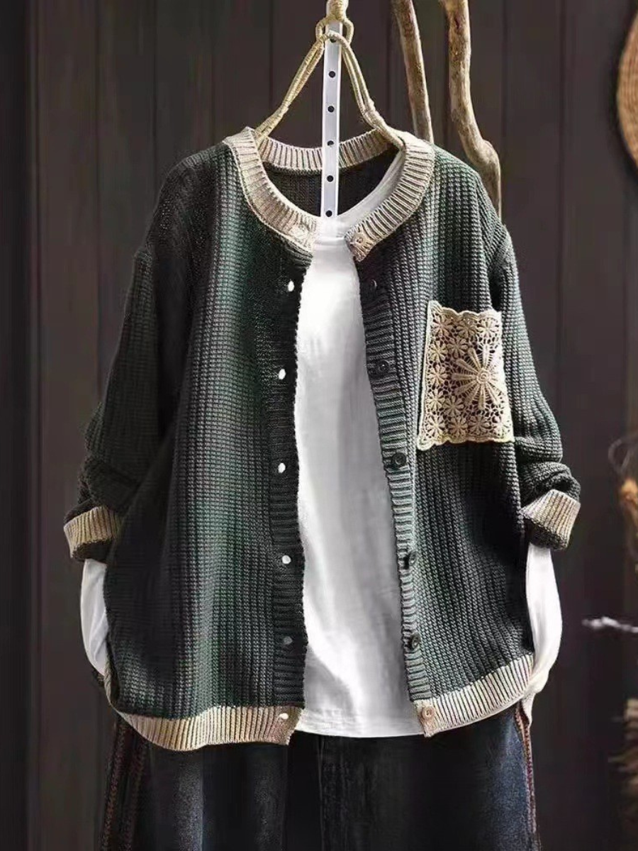 Mimi | Button-Front Knit Brown Cardigan