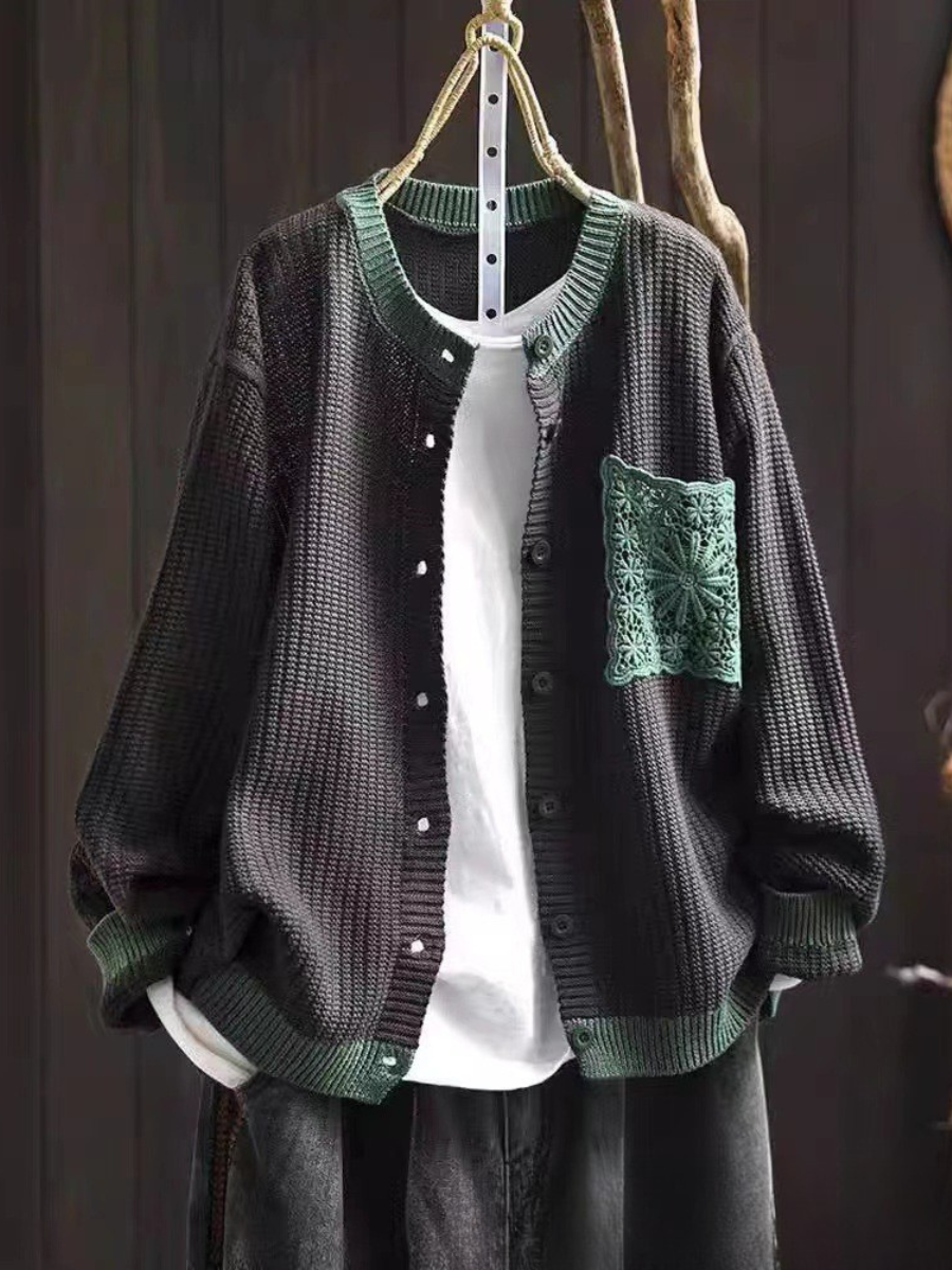 Mimi | Button-Front Knit Brown Cardigan