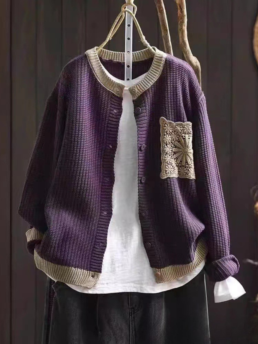 Mimi | Button-Front Knit Brown Cardigan