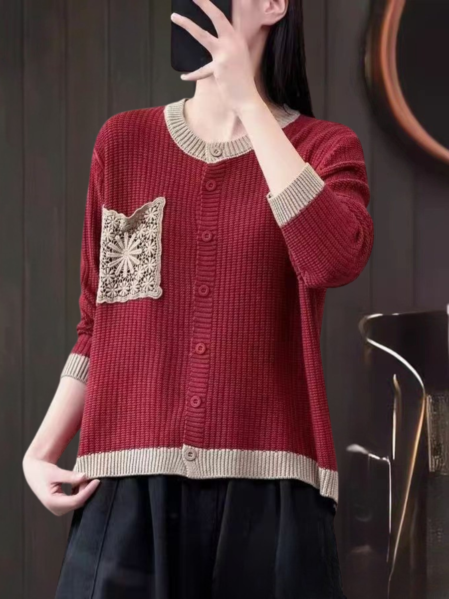 Mimi | Button-Front Knit Brown Cardigan