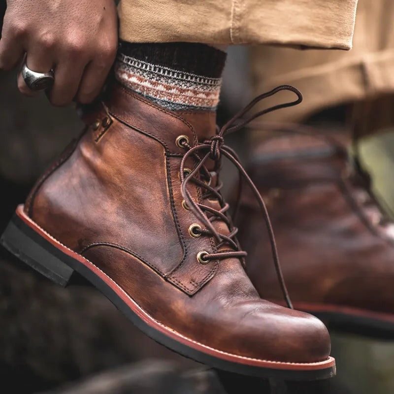 Brigid | Men's Lace-Up Block Heel Ankle Boots