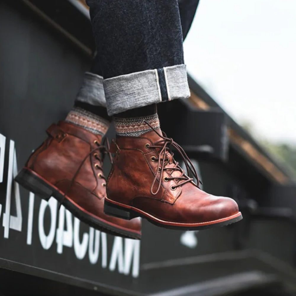 Brigid | Men's Lace-Up Block Heel Ankle Boots