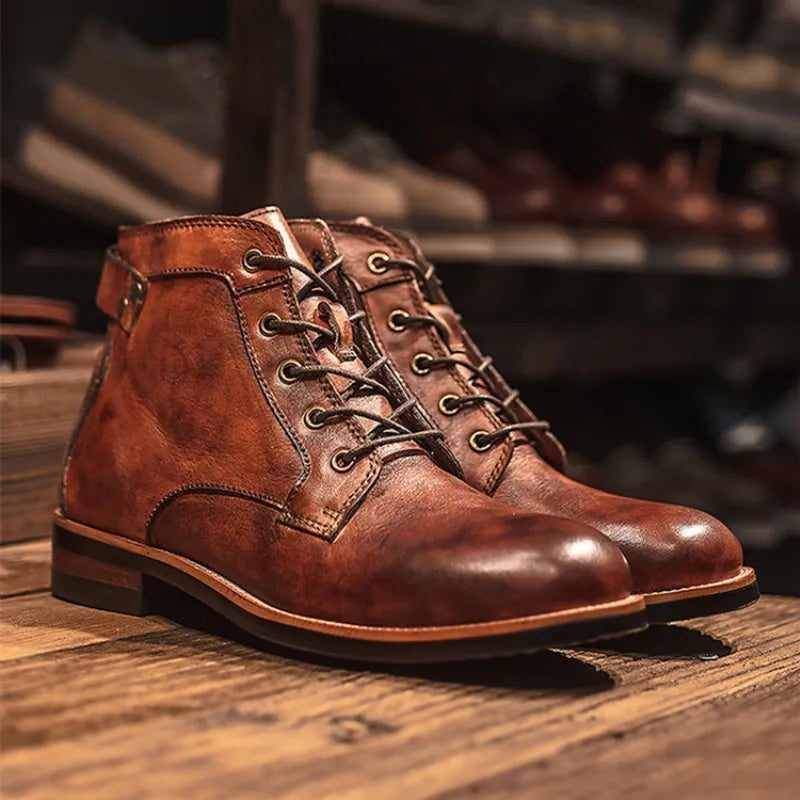 Brigid | Men's Lace-Up Block Heel Ankle Boots
