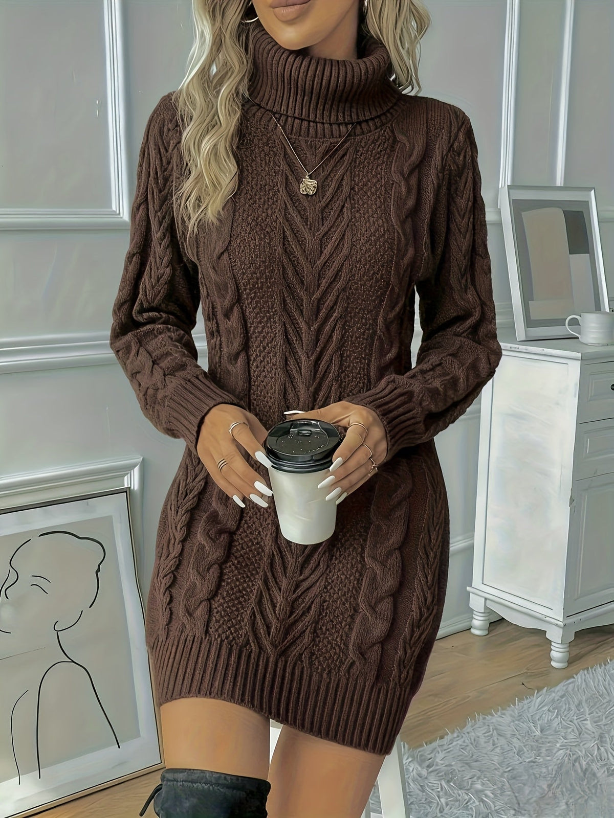Rosemarie | Cable Knit Sweater Dress