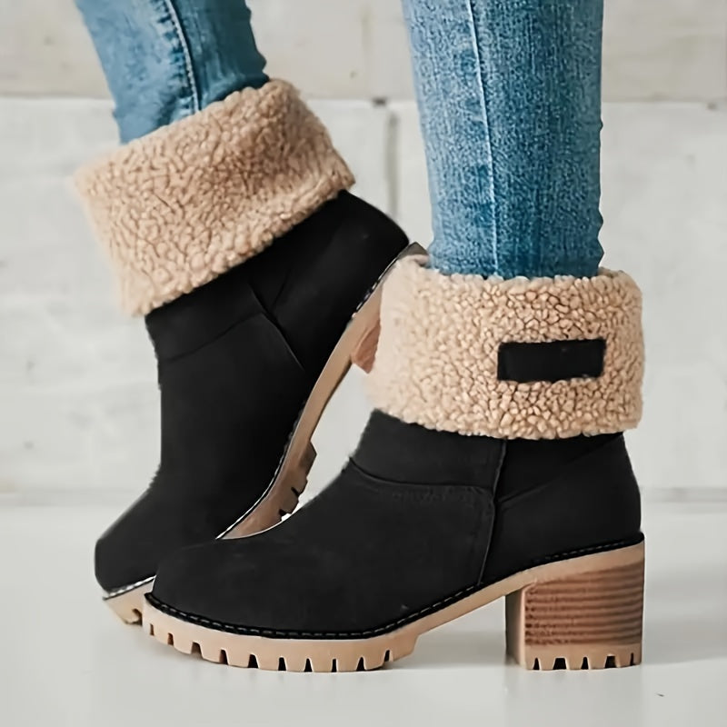 Xiomara | Fleece Lined Block Heel Ankle Boots