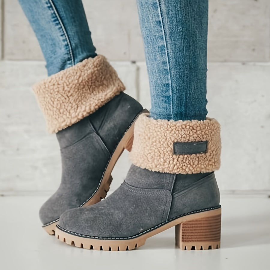 Xiomara | Fleece Lined Block Heel Ankle Boots