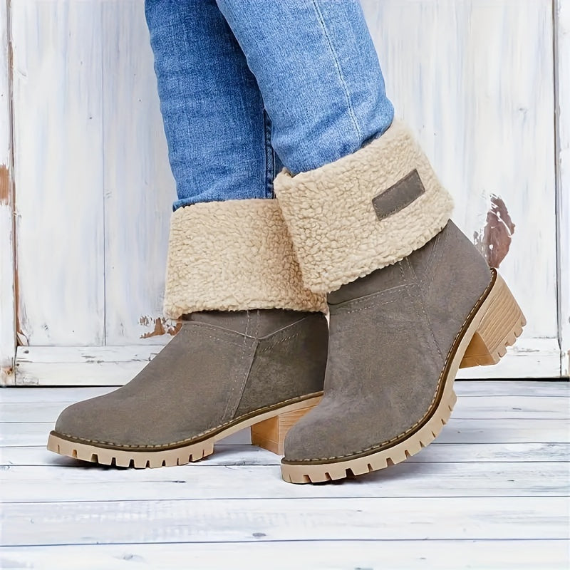 Xiomara | Fleece Lined Block Heel Ankle Boots