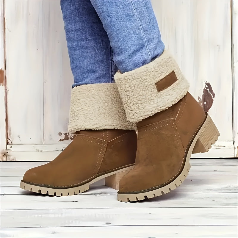 Xiomara | Fleece Lined Block Heel Ankle Boots