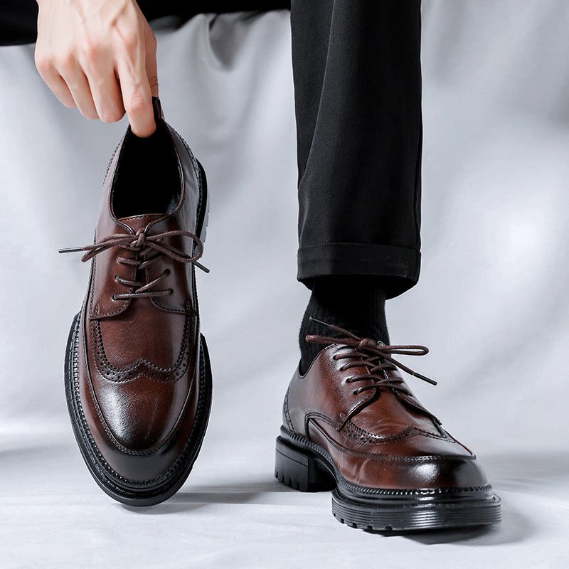 Brogue Lug Sole Derby Shoes for Men