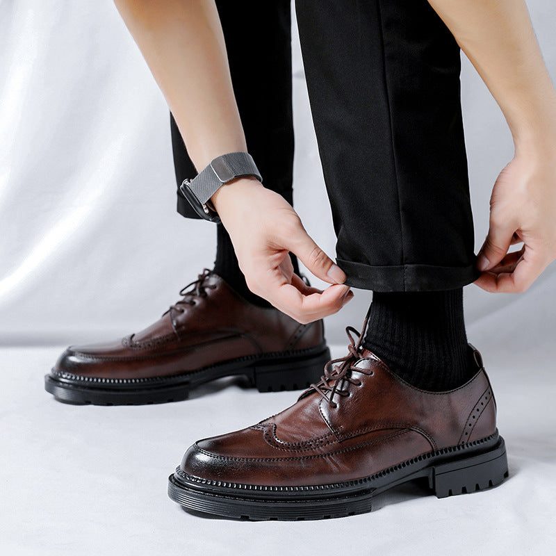 Brogue Lug Sole Derby Shoes for Men
