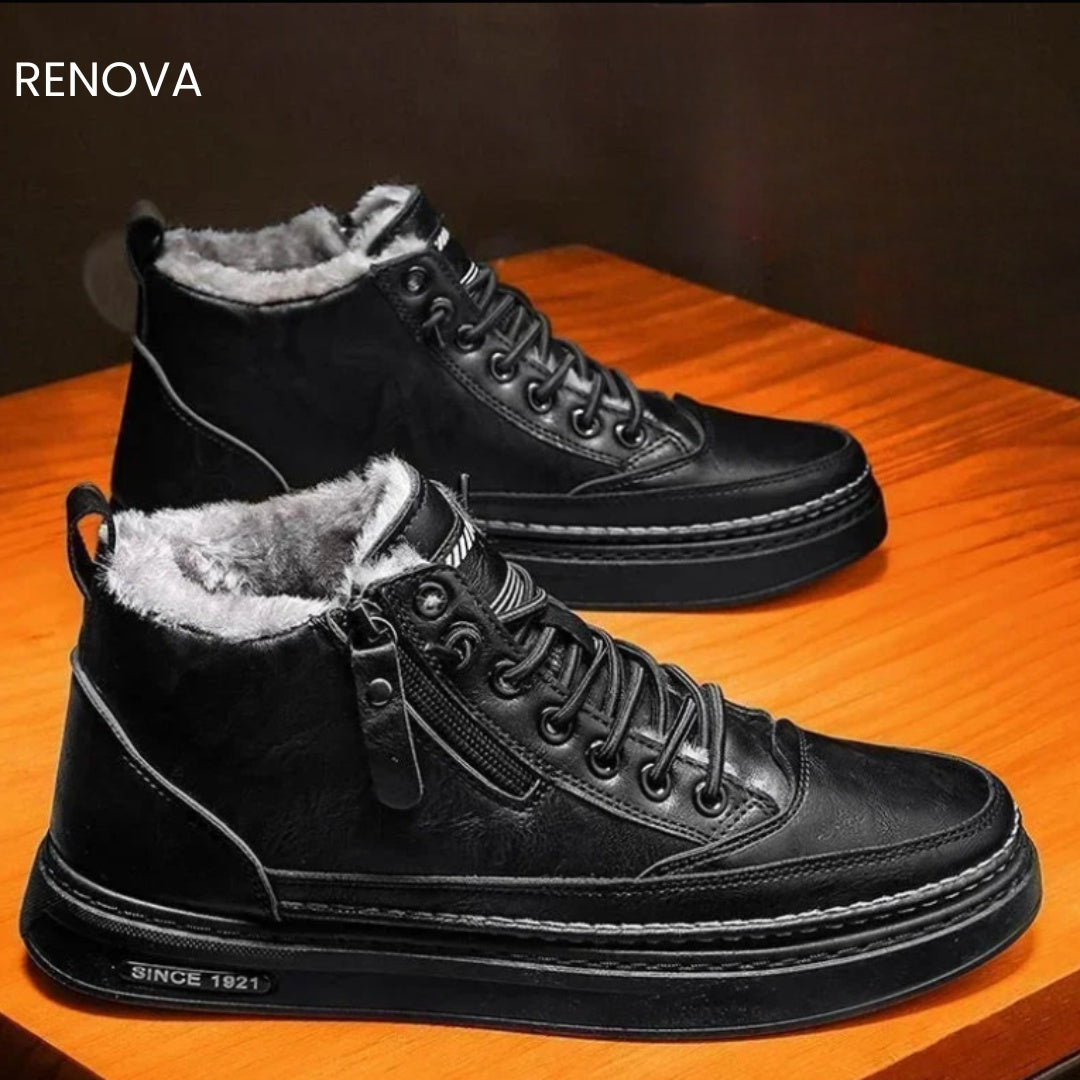 Nolan | Men's Leather Ankle Boots Lined Side Zipper Winter