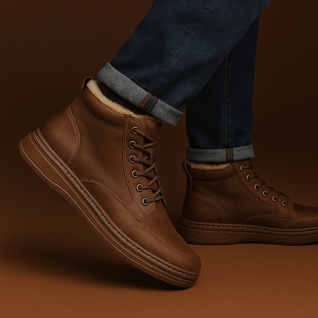 Nolan | Men's Leather Ankle Boots Lined Side Zipper Winter