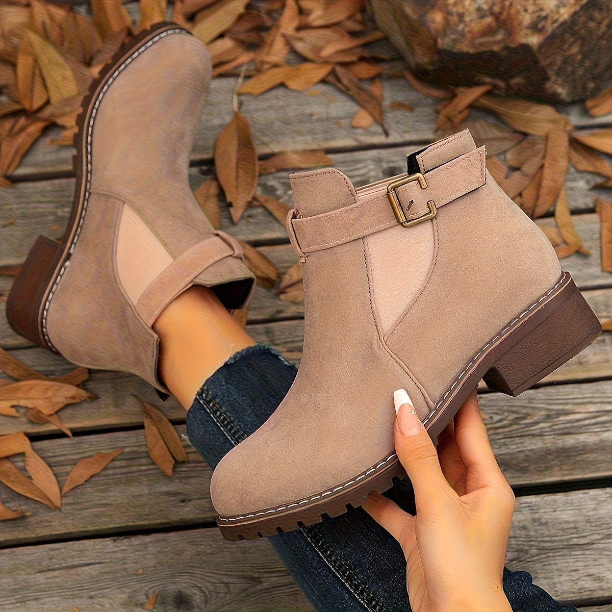 Brielle | Buckle Block Heel Ankle Boots
