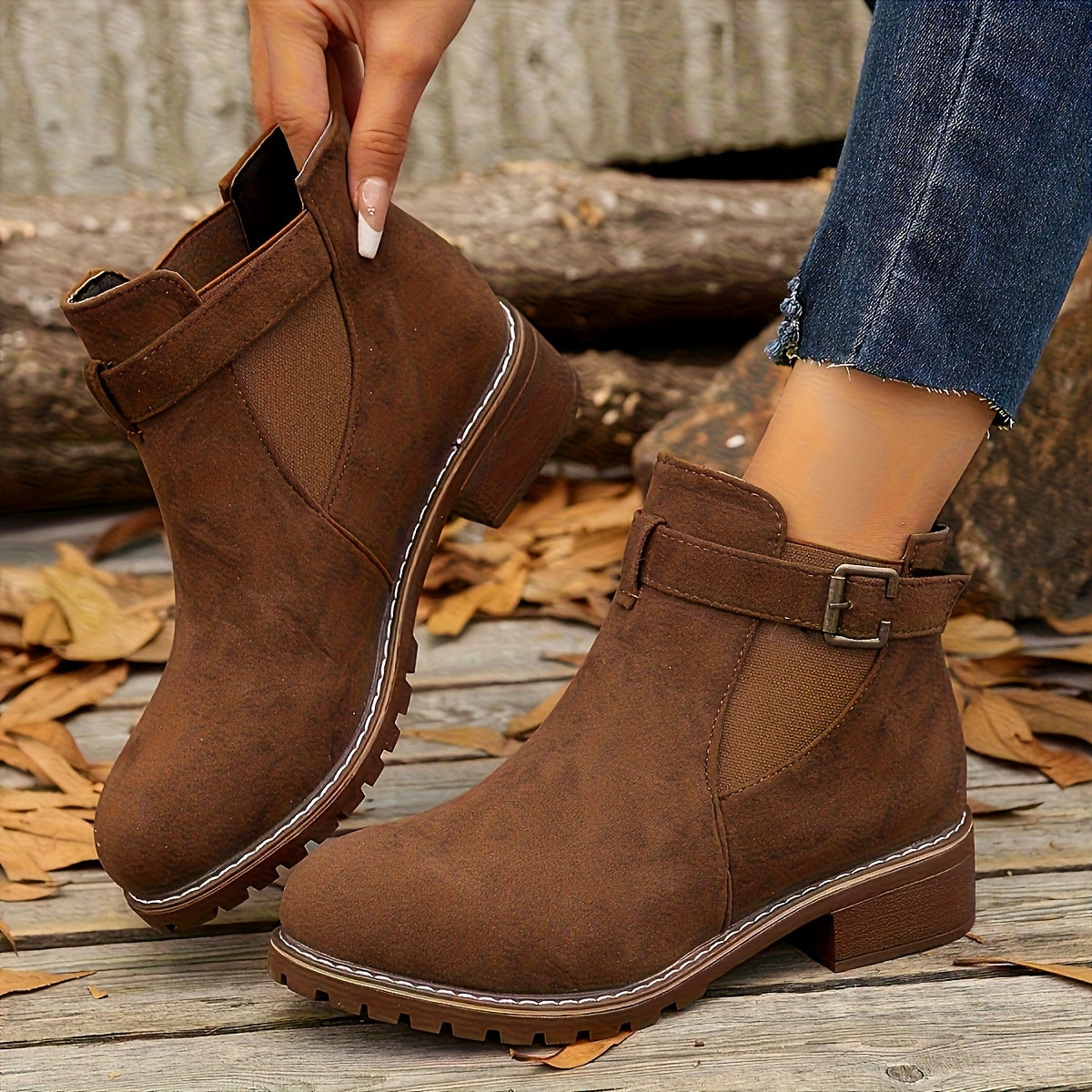 Brielle | Buckle Block Heel Ankle Boots