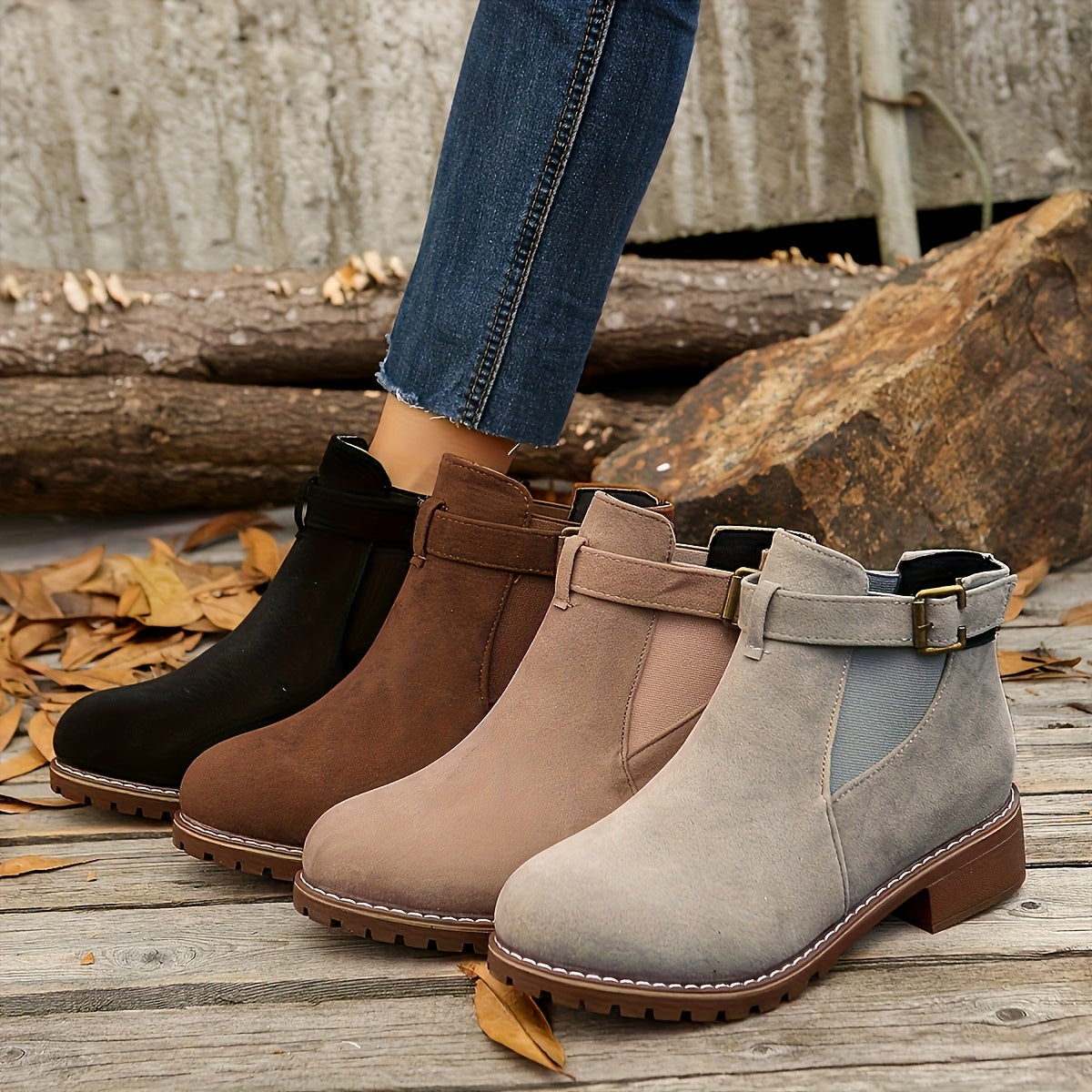 Brielle | Buckle Block Heel Ankle Boots