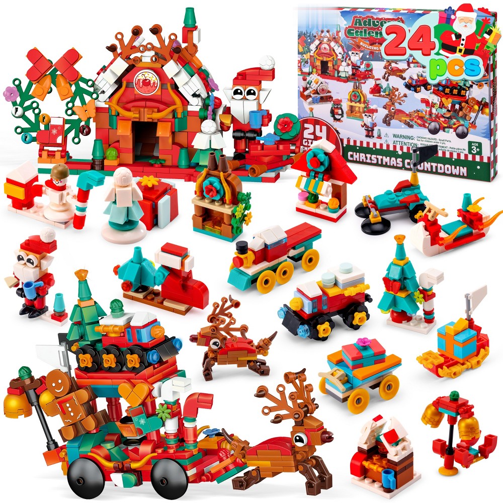 Building Brick Advent Calendar with Daily Mini Sets and Two Larger Holiday Display Models