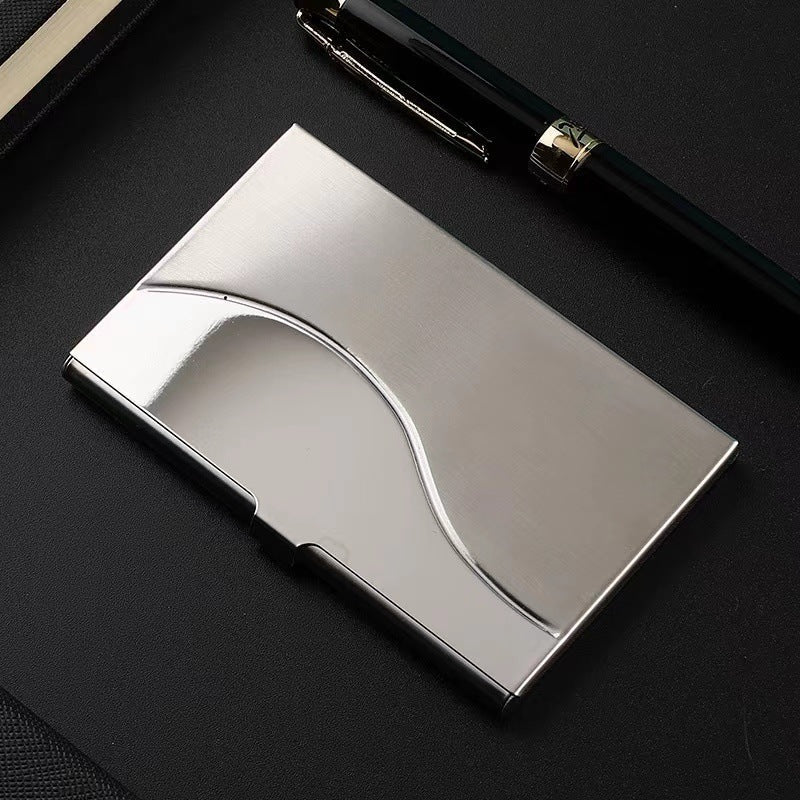 Business Card Case | Stainless Steel Wave Design | Slim & Compact