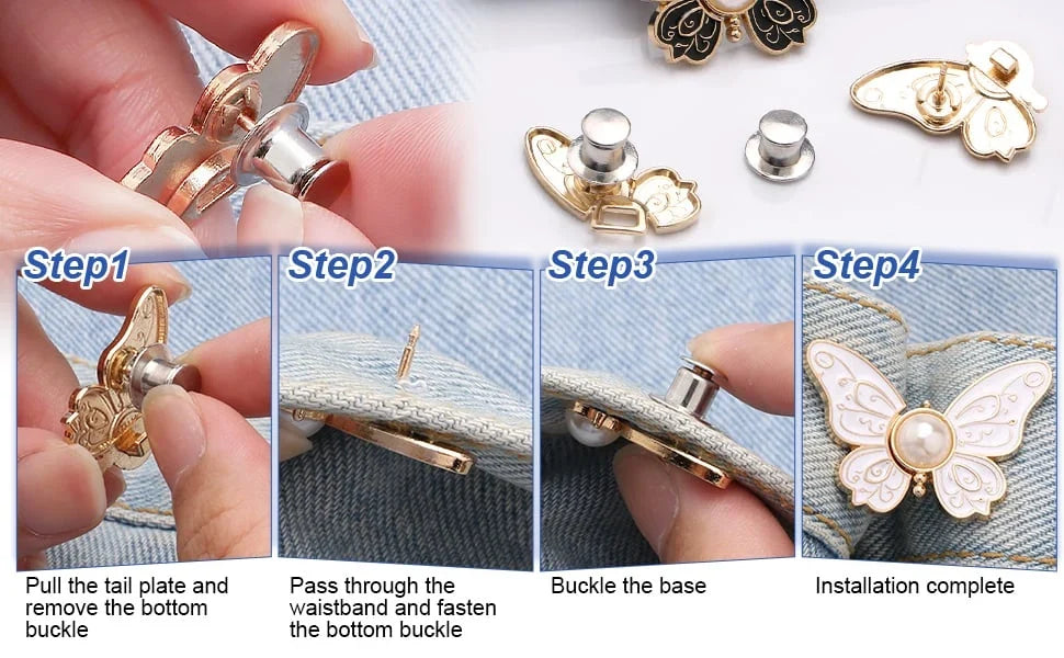 Butterfly Clips | Stainless Metal & Locking Clip | Set of 4