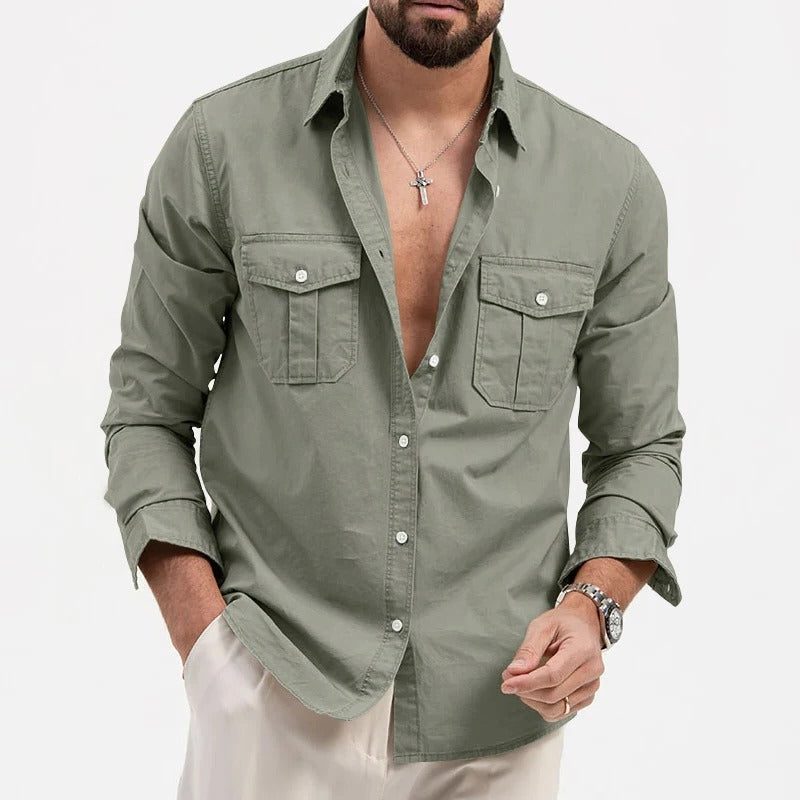 Button-Down Cargo Shirt for Men
