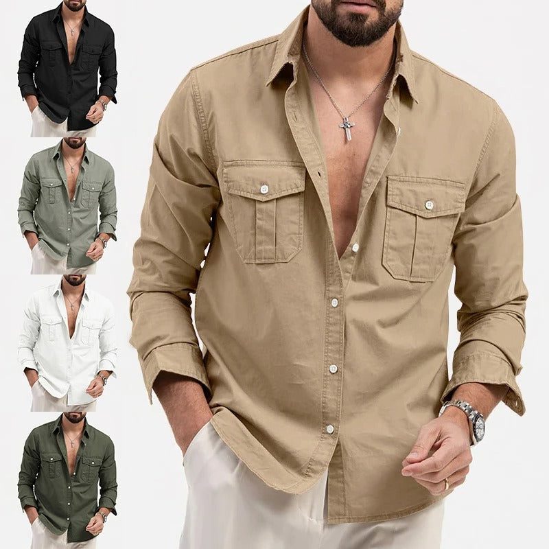 Button-Down Cargo Shirt for Men