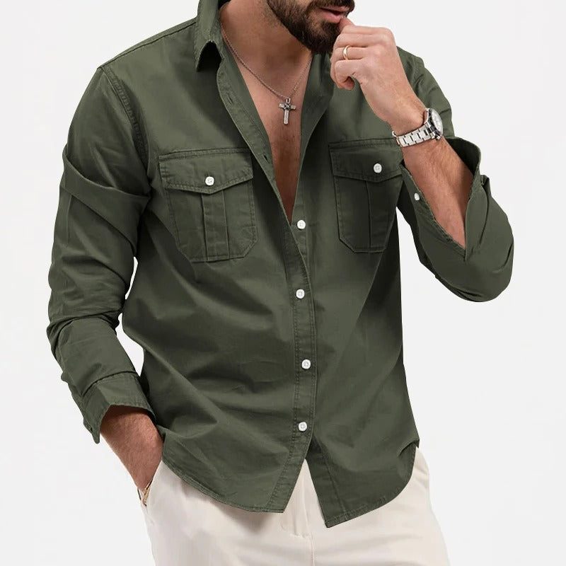 Button-Down Cargo Shirt for Men