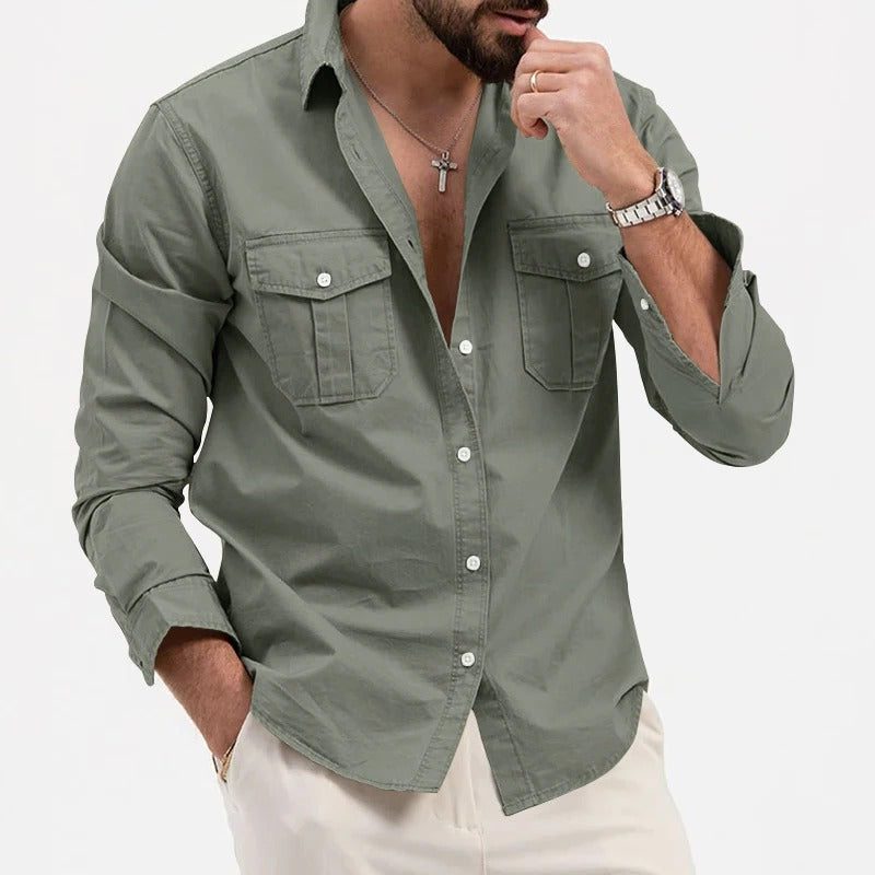 Button-Down Cargo Shirt for Men