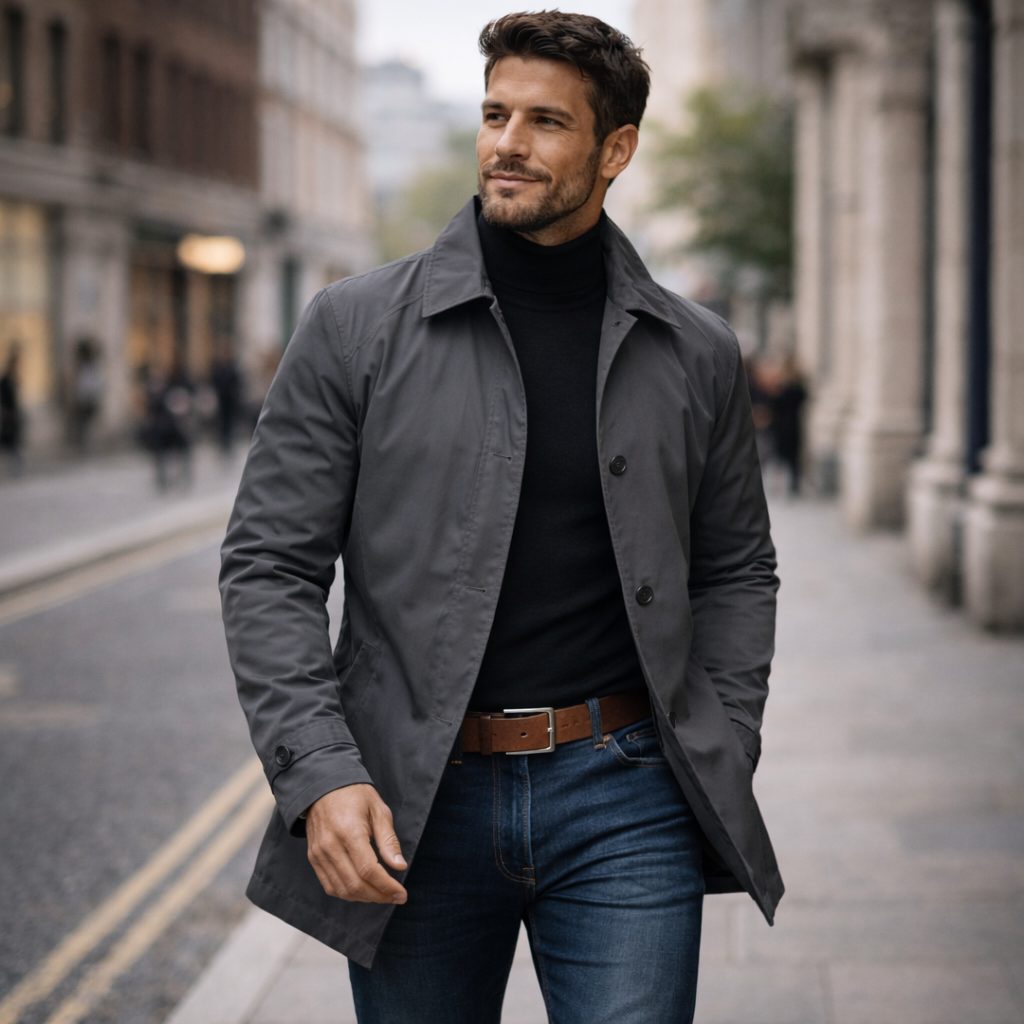 Button-Down Collar Coat for Men