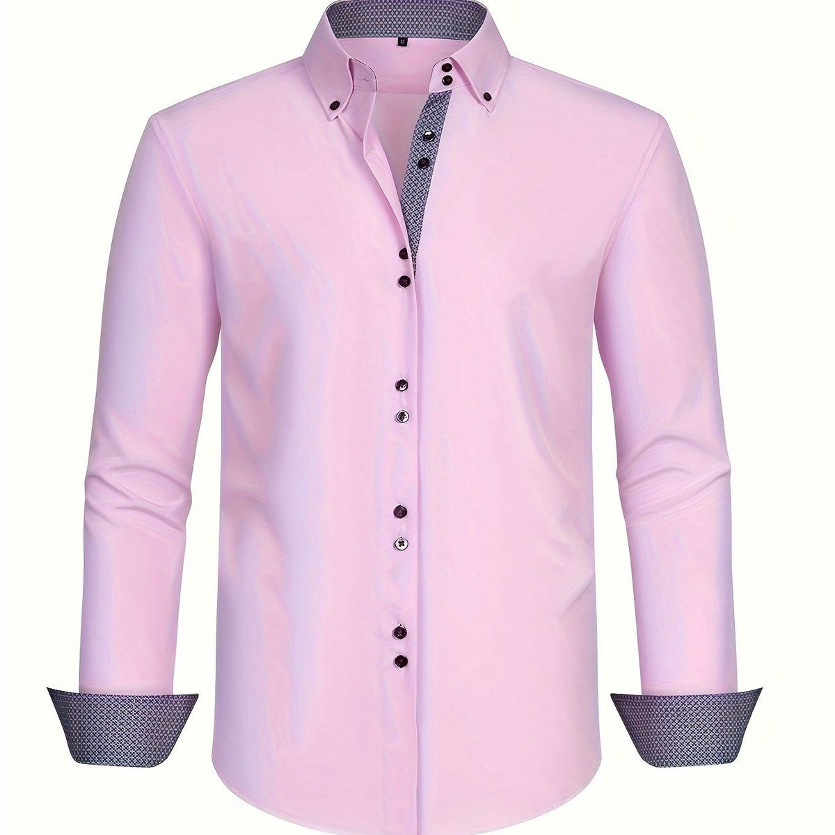 Button-Down Contrast Cuff Shirt for Men