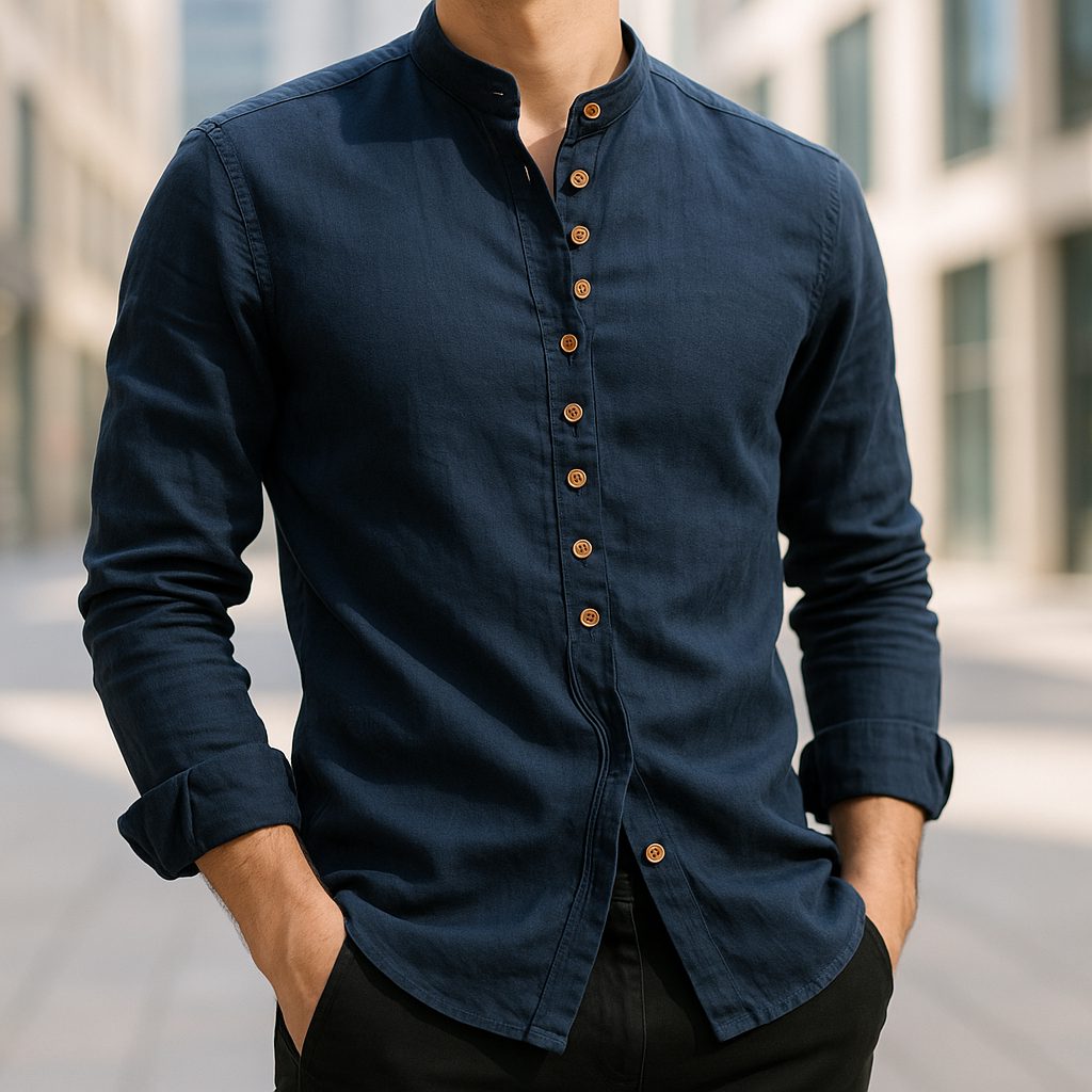 Button-Down Linen Cotton Shirt for Men