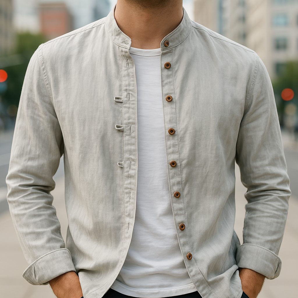 Button-Down Linen Cotton Shirt for Men