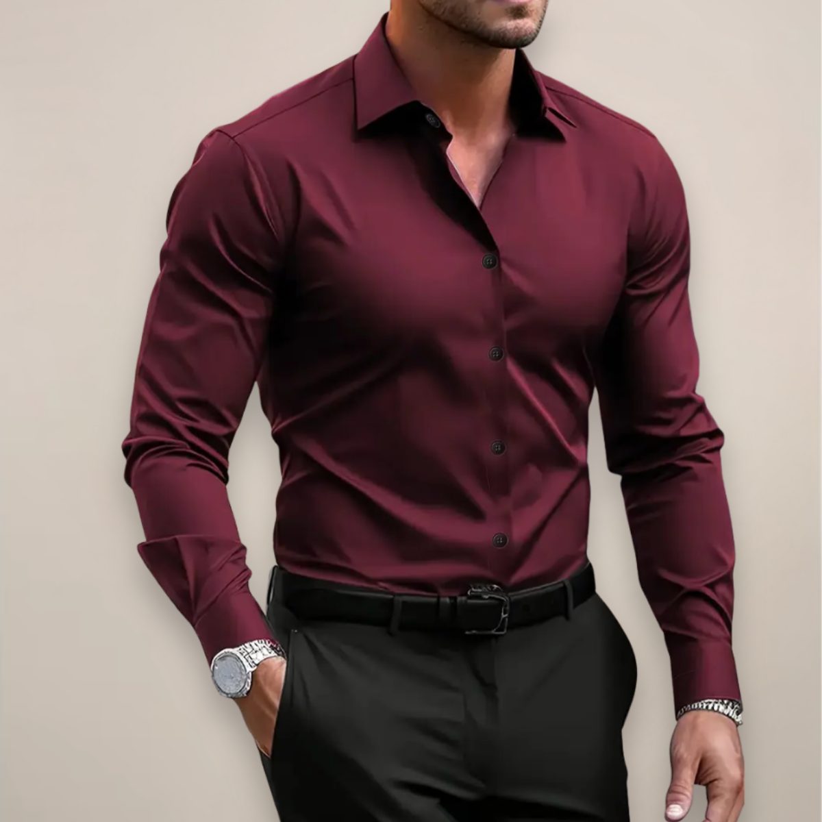Button-Down Long Sleeve Shirt for Men