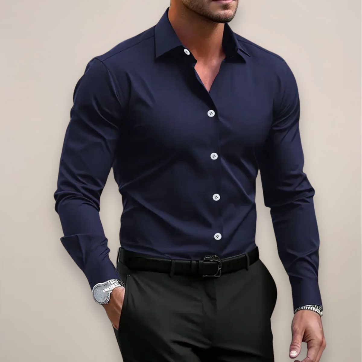 Button-Down Long Sleeve Shirt for Men