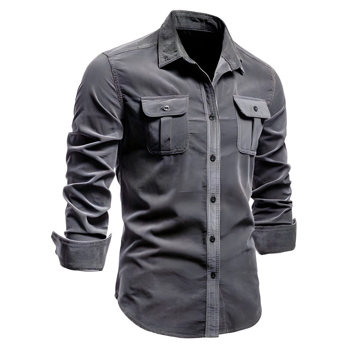 Button-Down Shirt with Chest Pockets for Men